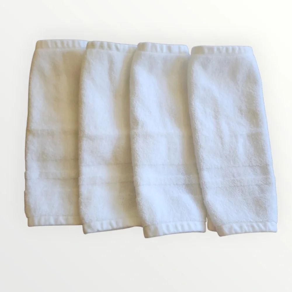 Ralph Lauren Washcloth Set White Cotton Ribbed 4-Piece Towel Set Quiet Luxury